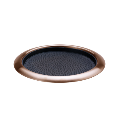 Non-Slip Removable Insert 11 in. Small Round Serving Tray in Rose Gold