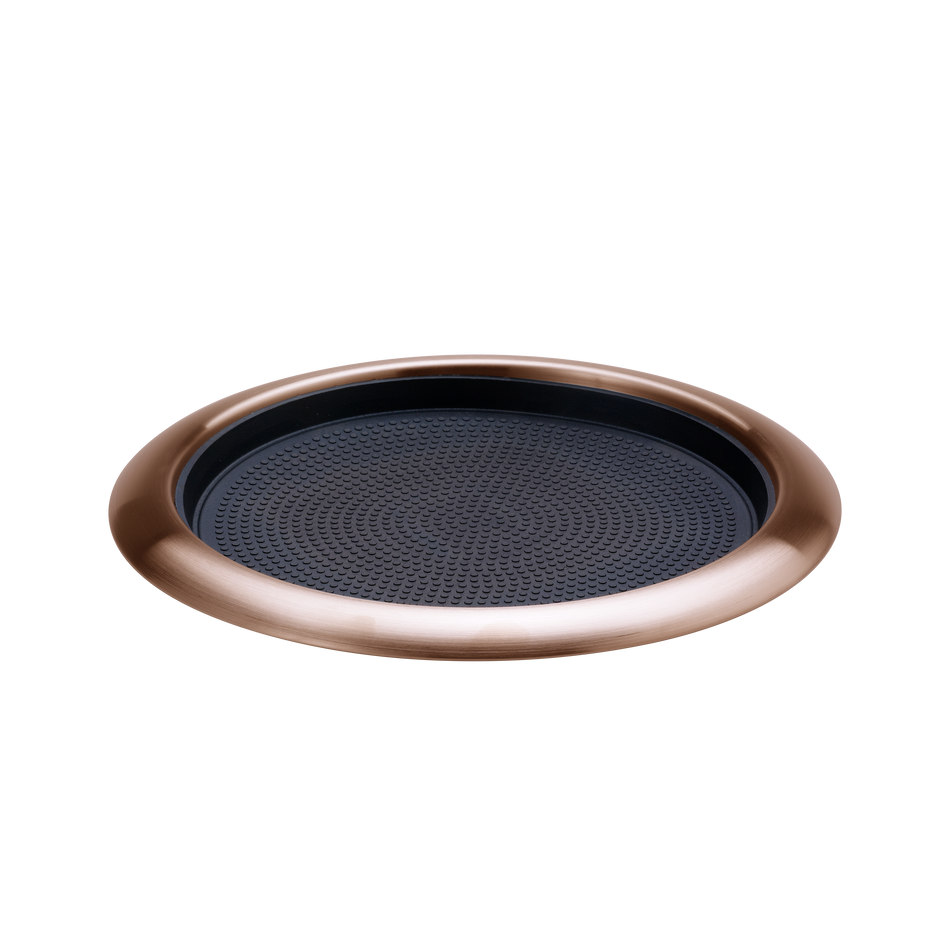 Non-Slip Removable Insert 11 in. Small Round Serving Tray in Rose Gold