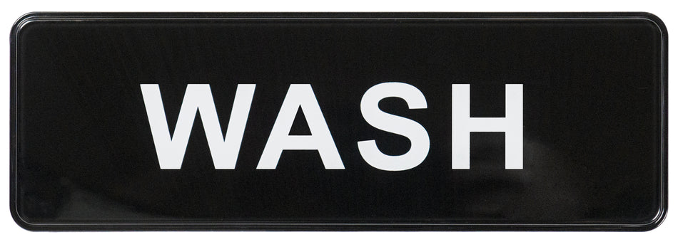 Winco SGN-318 9 Inch "WASH" Compliance Sign Black White Print