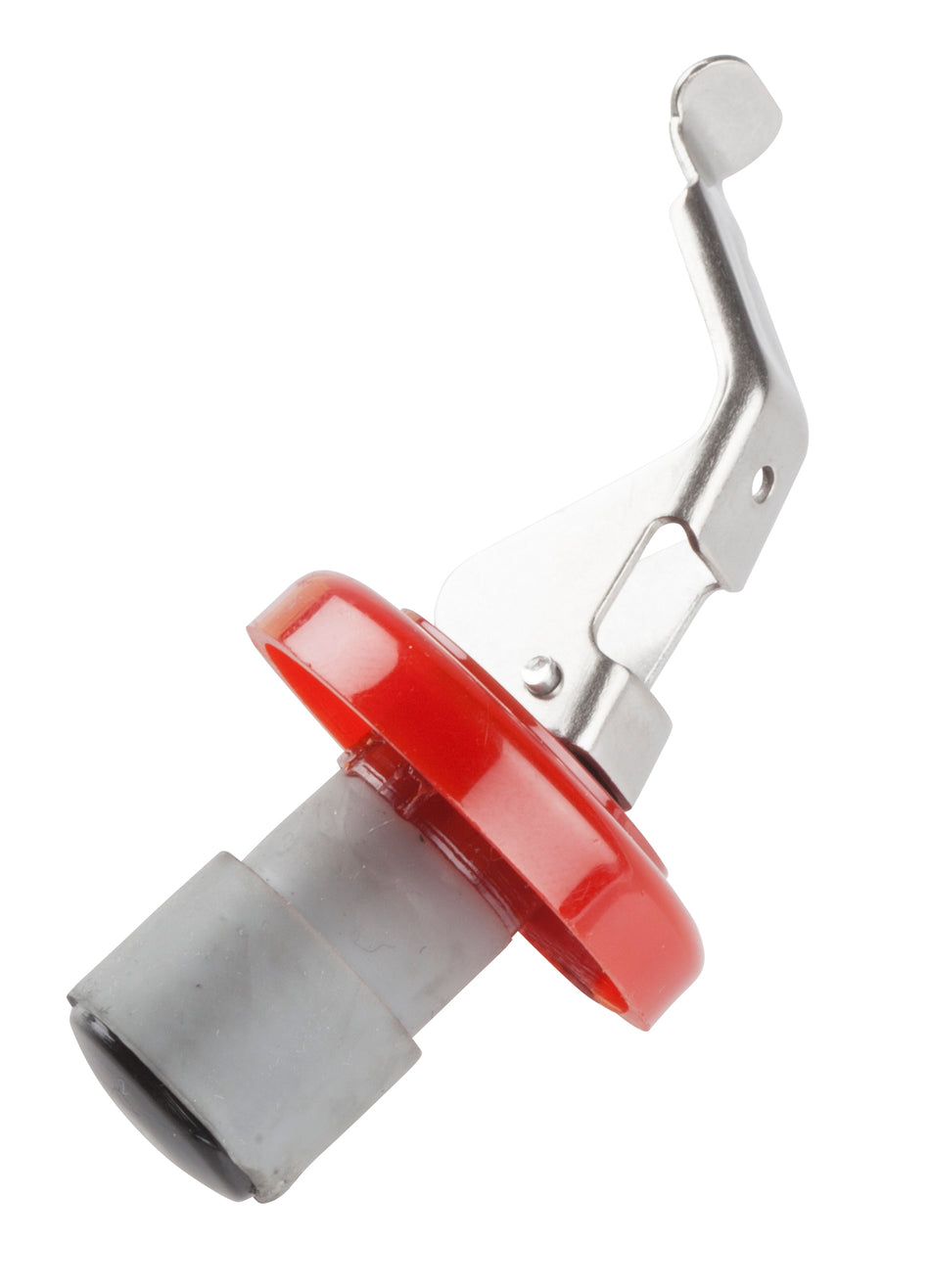 Winco WBS-R Bottle Stopper Thermoplastic Cork Stainless Steel Red Collar