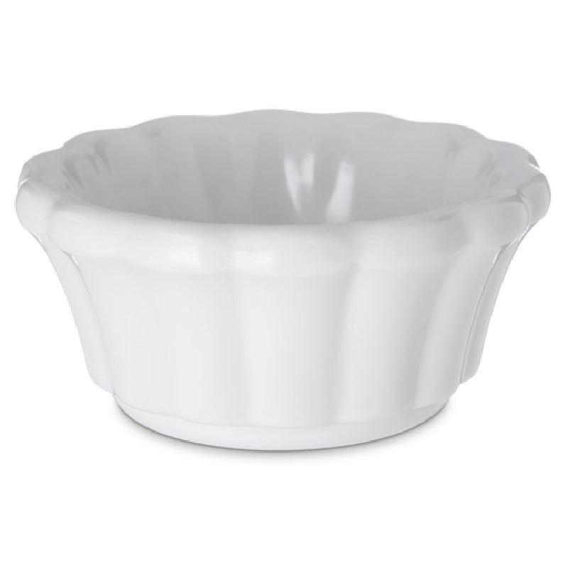 Carlisle 4394202 1 Oz Scalloped Ramekin White Melamine Dishwasher Safe