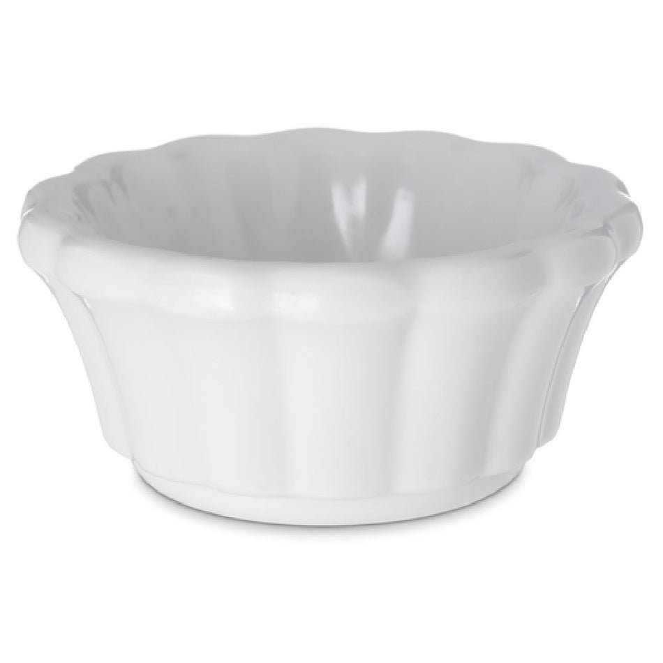 Carlisle 4394202 1 Oz Scalloped Ramekin White Melamine Dishwasher Safe