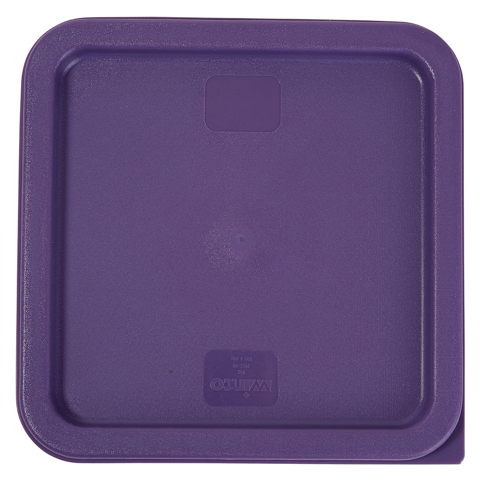 Winco PECC-68P 9-1/8 Inch Food Storage Container Cover Purple Polyethylene Allergen Free