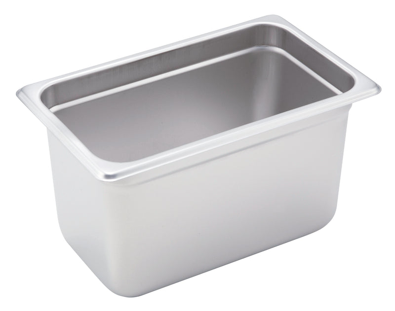 Winco SPJH-406 10 Inch Steam Table Pan 1/4 Size Heavy Weight Stainless Steel