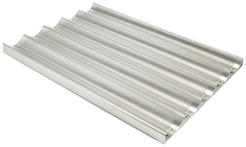 Winco ABPN-5 18 Inch Baguette Pan Perforated 16 Gauge Aluminum 5 Slots