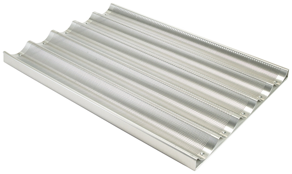 Winco ABPN-5 18 Inch Baguette Pan Perforated 16 Gauge Aluminum 5 Slots