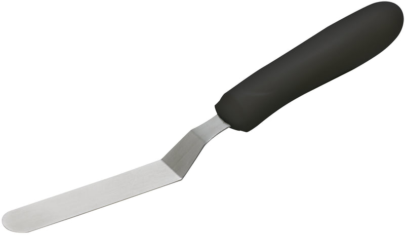 Winco TKPO-4 3-1/2 Inch Offset Spatula Dishwasher Safe Slip-Resistant Handle Stainless Steel Black Satin Finish