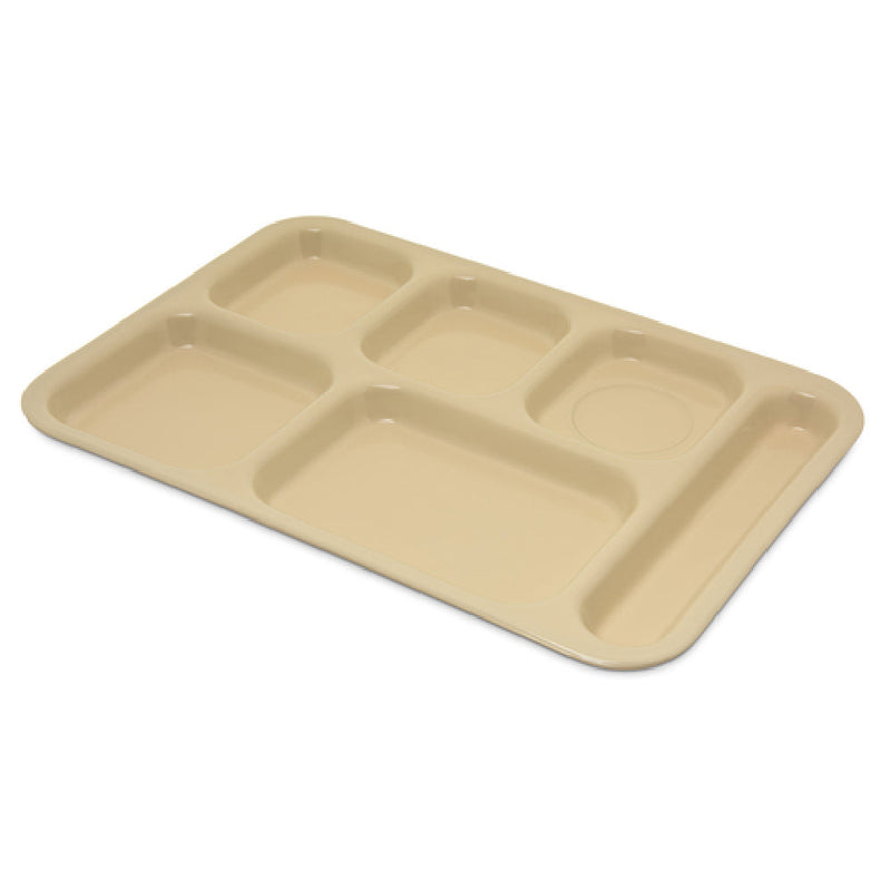 Carlisle 4398825 14-1/2 Inch Tan Right-handed Tray Melamine with 6 Compartments