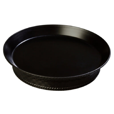 Carlisle 652703 10 Inch Round Platter Wicker Pattern Dishwasher Safe Black Polypropylene