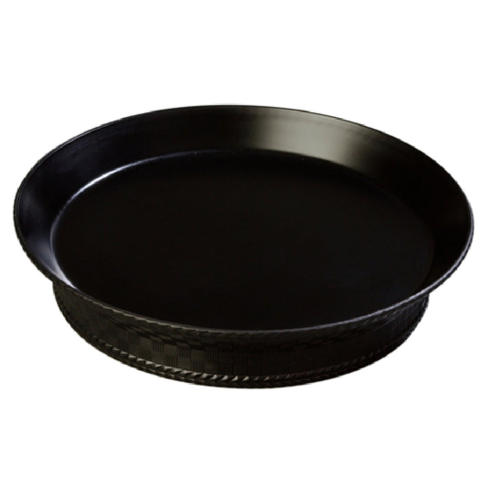 Carlisle 652703 10 Inch Round Platter Wicker Pattern Dishwasher Safe Black Polypropylene