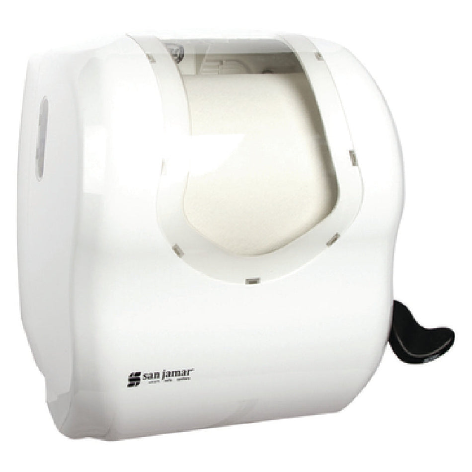 Carlisle T970WHCL 13-3/5 Inch White Plastic Paper Towel Dispenser with Handle