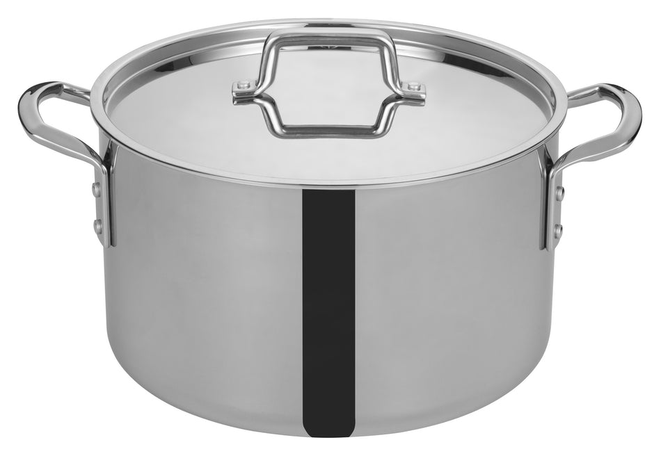 Winco TGSP-16 16 Quart Induction Ready Stock Pot Round with Cover Stainless Steel