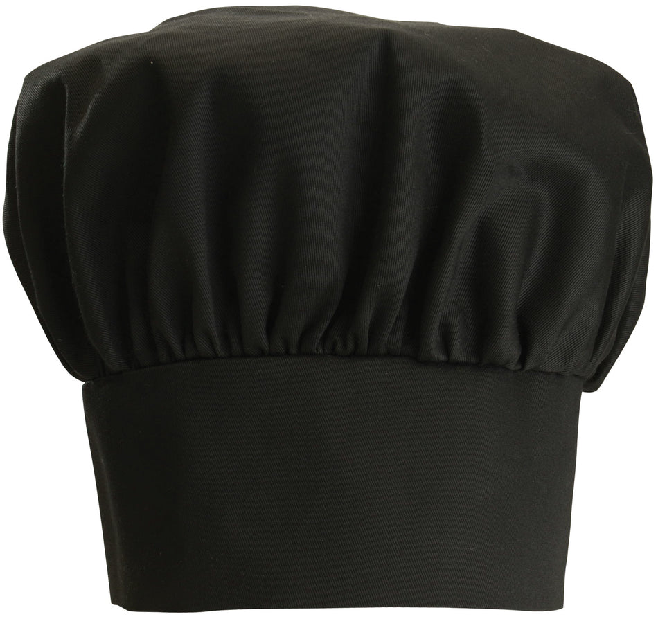 Winco CH-13BK 13 Inch Adjustable Velcro Closure Black Chef Hat Poly-Cotton