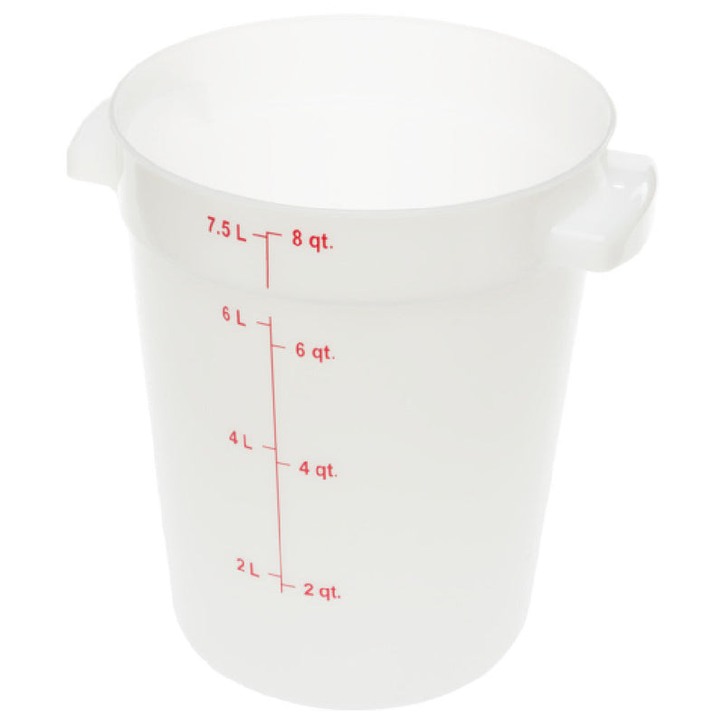 Carlisle 1097602 8 Quarts Food Storage Container with Handles Polycarbonate White