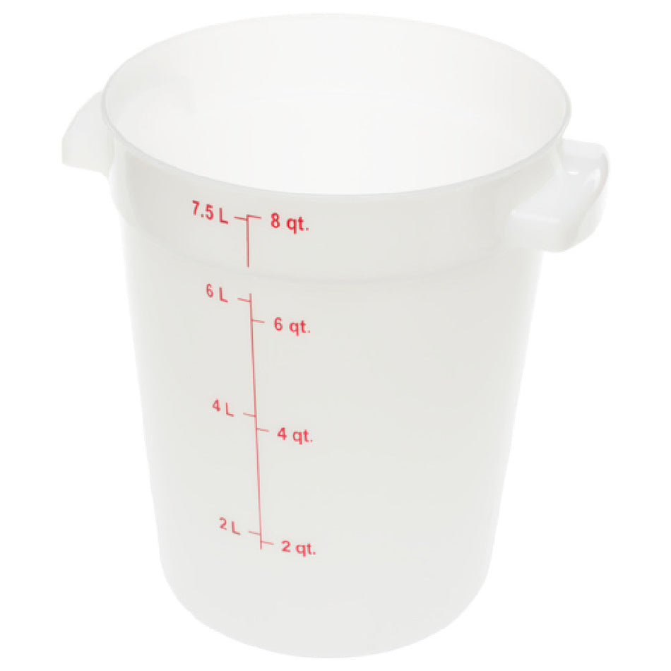 Carlisle 1097602 8 Quarts Food Storage Container with Handles Polycarbonate White