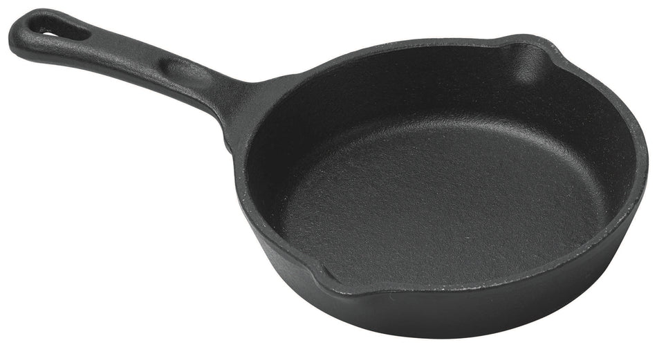 Winco CAST-5 7-1/4 Oz Round Mini Induction Skillet Cast Iron Matte Black Enamel