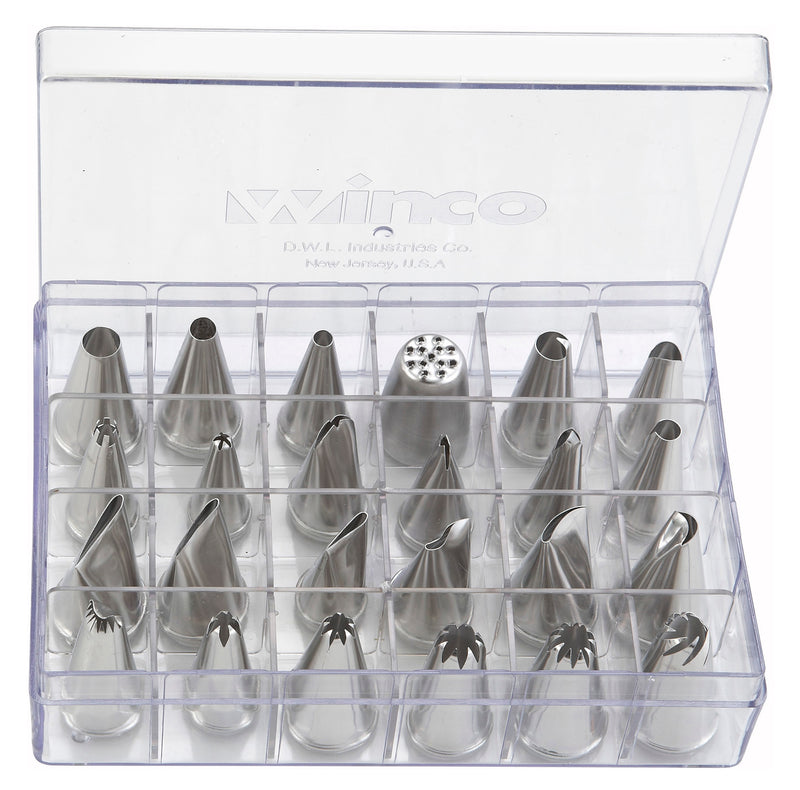 Winco CDT-24 Cake Decorating Set 24-piece Stainless Steel with Storage Box