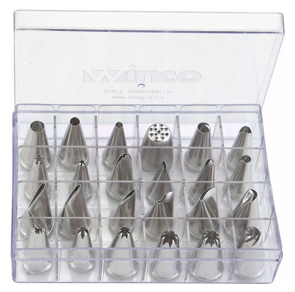 Winco CDT-24 Cake Decorating Set 24-piece Stainless Steel with Storage Box