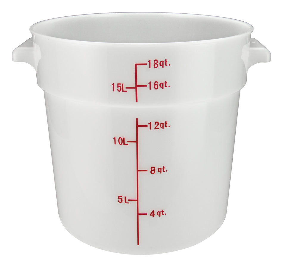 Winco PPRC-18W 18 Quart Round Storage Container with Handles Polypropylene White