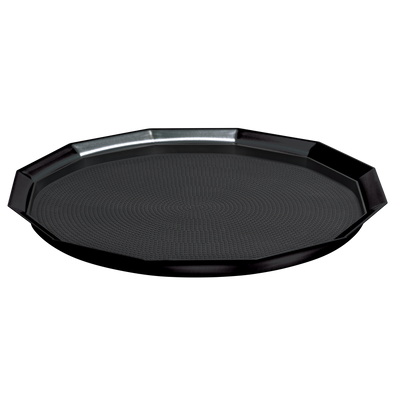 12-Sided 16 in. Large Non-Slip Serving Tray in Black Onyx