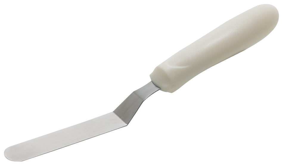Winco TWPO-4 3-1/2 Inch Blade Offset Spatula Dishwasher Safe Slip-Resistant Polypropylene White Stainless Steel