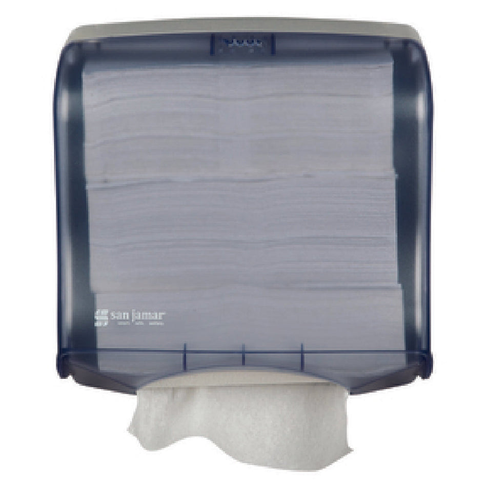 Carlisle T1755TBL 11 Inch Manual Paper Towel Dispenser Blue Plastic with Lock