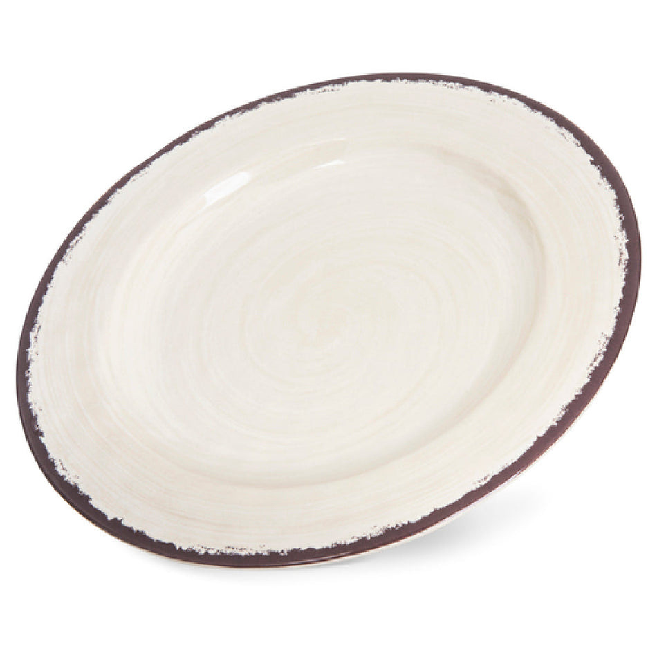 Carlisle 5400153 11 Inch Round Melamine Dinner Plate Swirl Design Beige