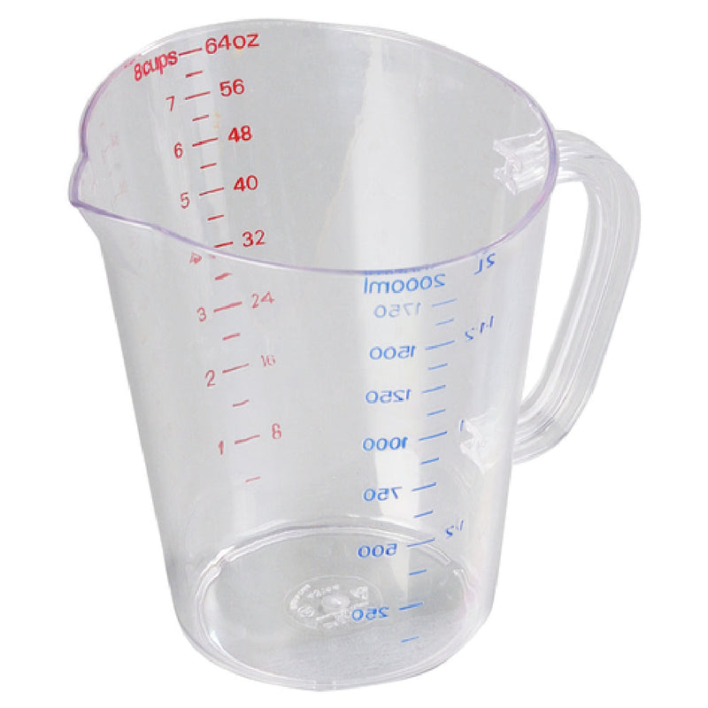 Carlisle 4314407 64 Oz. Oval Measuring Cup Clear Polycarbonate C-Handle