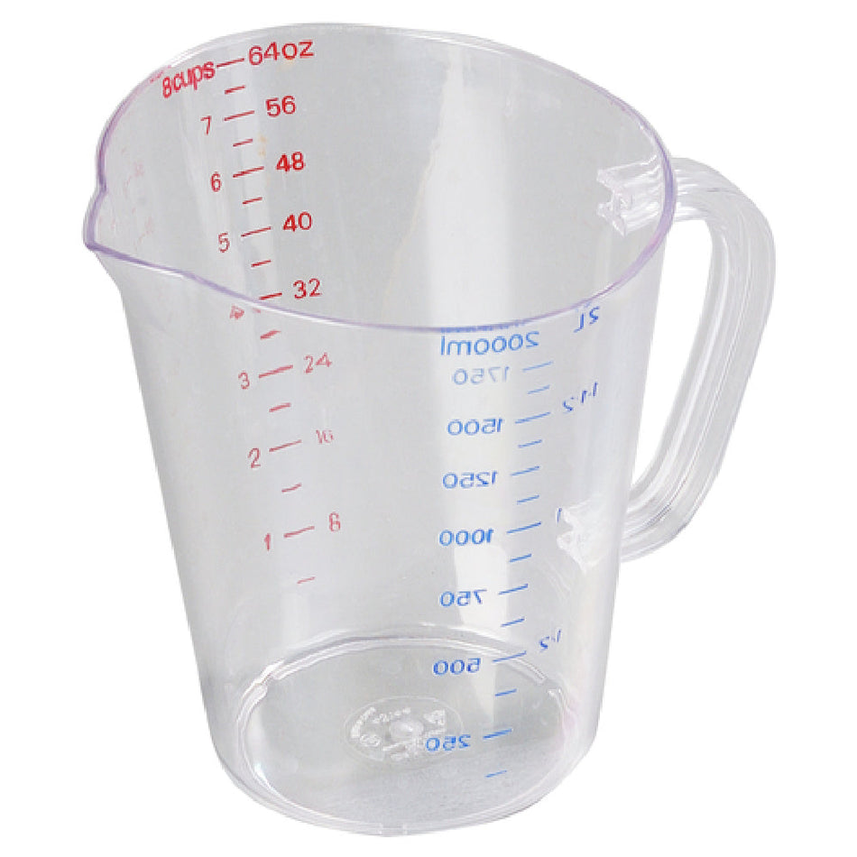 Carlisle 4314407 64 Oz. Oval Measuring Cup Clear Polycarbonate C-Handle