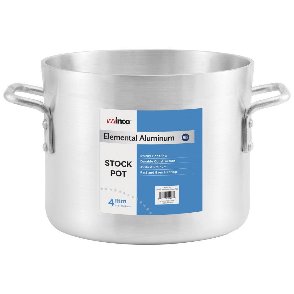 Winco ALST-10 10 Qt Elemental Stock Pot 10-1/8 Inch 3003 Aluminum NSF