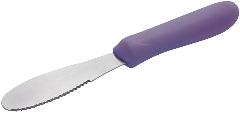 Winco TWP-31P 3-5/8 Inch x 1-1/4 Inch Stainless Steel Sandwich Spreader with Polypropylene Purple Handle