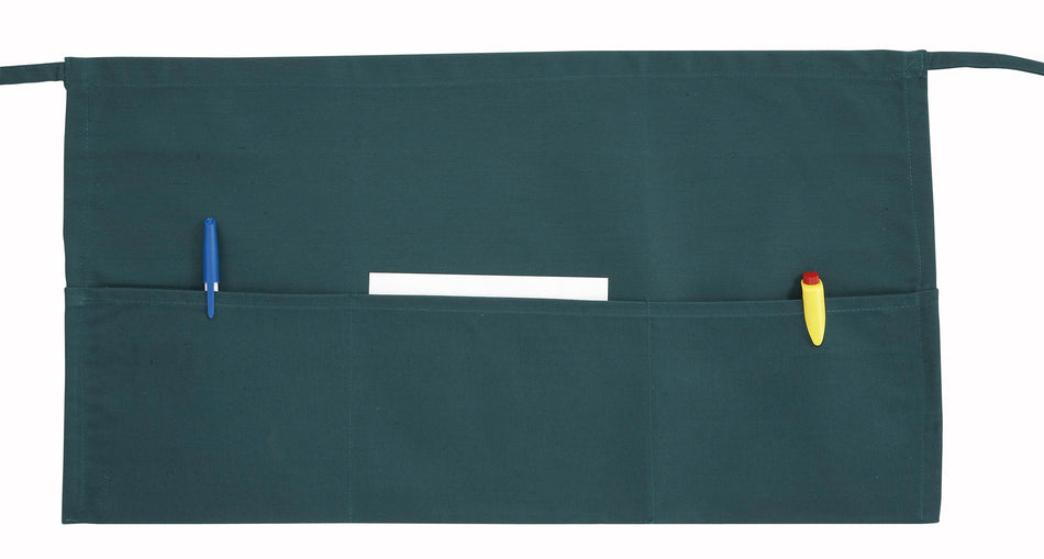 Winco WA-1221G 21-3/4 Inch x 12-1/2 Inch Green Waist Apron with 3 Pockets