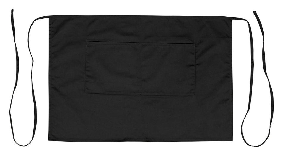Winco WA-2819K 28 Inch Bistro Apron with 2 Pockets Black Polyester Cotton