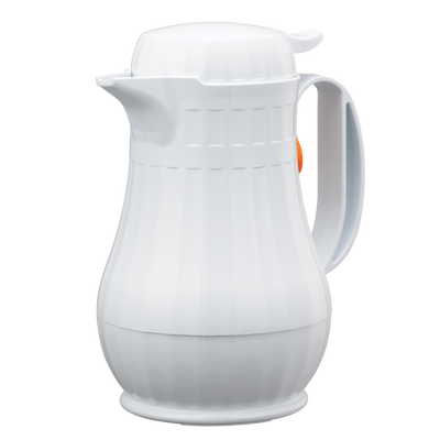 Eco-Serv™ Carafe 0.6-Liter Foam Lined Plastic Server with Push Button Lid in White