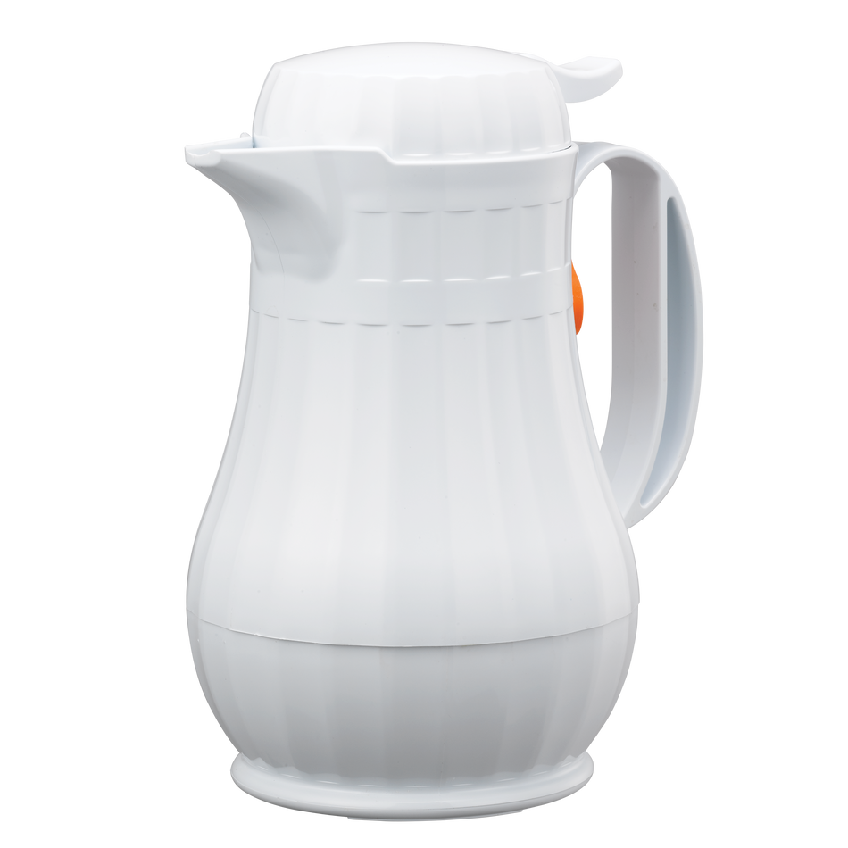 Eco-Serv™ Carafe 0.6-Liter Foam Lined Plastic Server with Push Button Lid in White