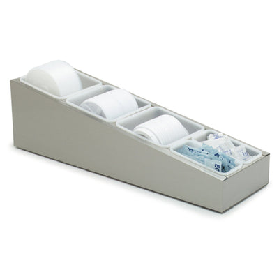 Carlisle 38800GLC 7 Inch Lid Condiment Organizer Stainless Steel with Non Slip Feet