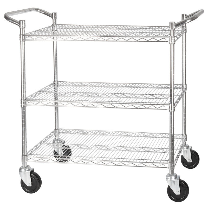 Winco VCCD-1836B 18 Inch Utility Cart 3-tier Chrome Plated Wire 800 lb Capacity