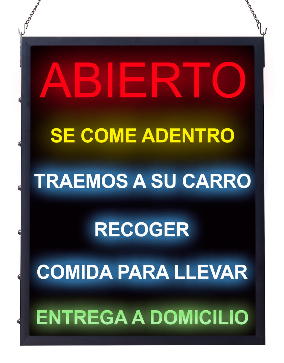 Winco LED-21 19 Inch LED Sign Abierto Se Come Adentro Traemos A Su Carro