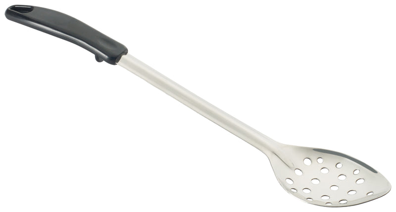 Winco BHPP-15 15 Inch Perforated Serving Spoon with Black Polypropylene Handle Stainless Steel