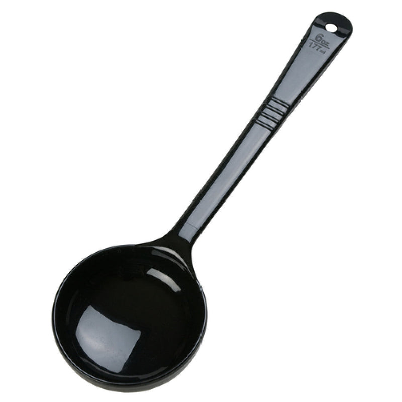 Carlisle 399003 6 Oz Portion Spoon with Long Handle and Thumb Grip Acetal Black
