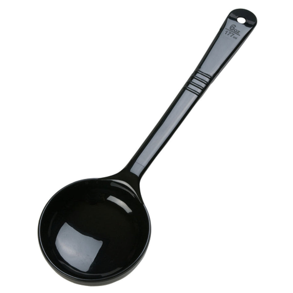 Carlisle 399003 6 Oz Portion Spoon with Long Handle and Thumb Grip Acetal Black