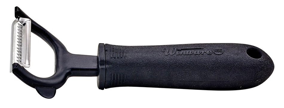 Winco VP-302 6-1/2 Inch Julienne Peeler Stainless Steel Soft Grip Handle Black