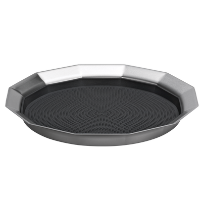 12-Sided 11 in. Small Non-Slip Serving Tray in Brushed Stainless