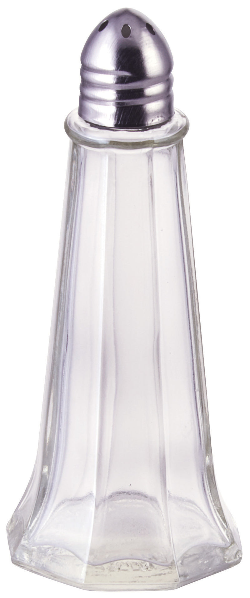 Winco G-110 1 Oz Glass Shaker Tower Stainless Steel Top Condiment Dispenser