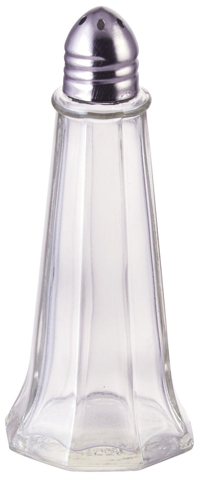 Winco G-110 1 Oz Glass Shaker Tower Stainless Steel Top Condiment Dispenser