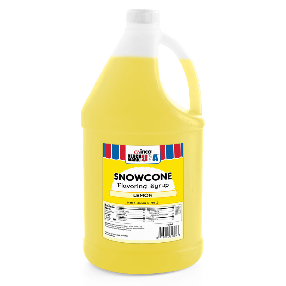 Winco 72004CS 7 Inch Snow Cone Syrup Lemon Flavor 4 Gallon Case