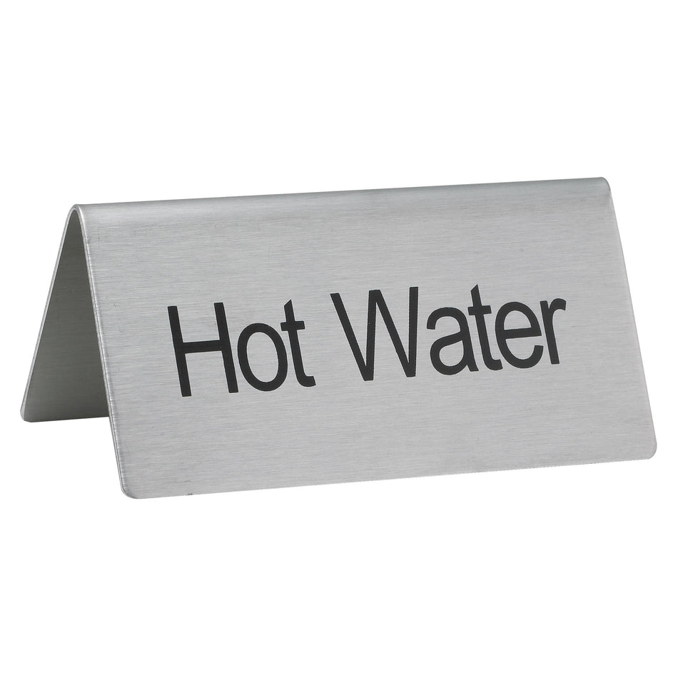 Winco SGN-104 3 Inch Beverage Tent Sign Hot Water Stainless Steel Metal