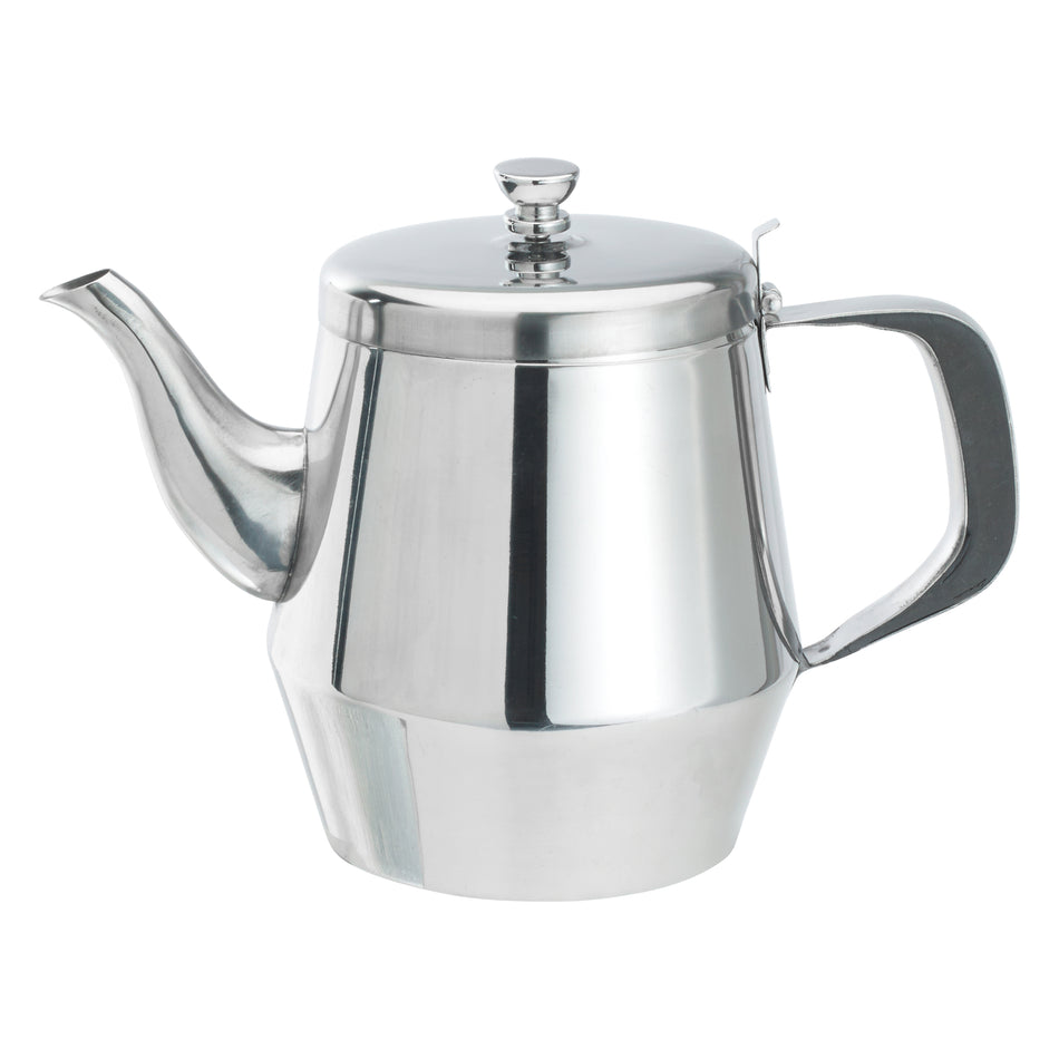 Winco JB2932 32 Oz Gooseneck Teapot Stainless Steel Hinged Top Handle