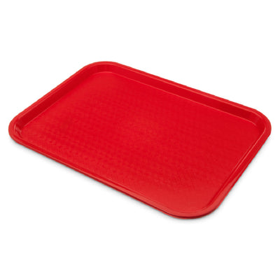 Carlisle CT121605 12 Inch Rectangular Café Tray with Drying and Stacking Lugs Red Polypropylene