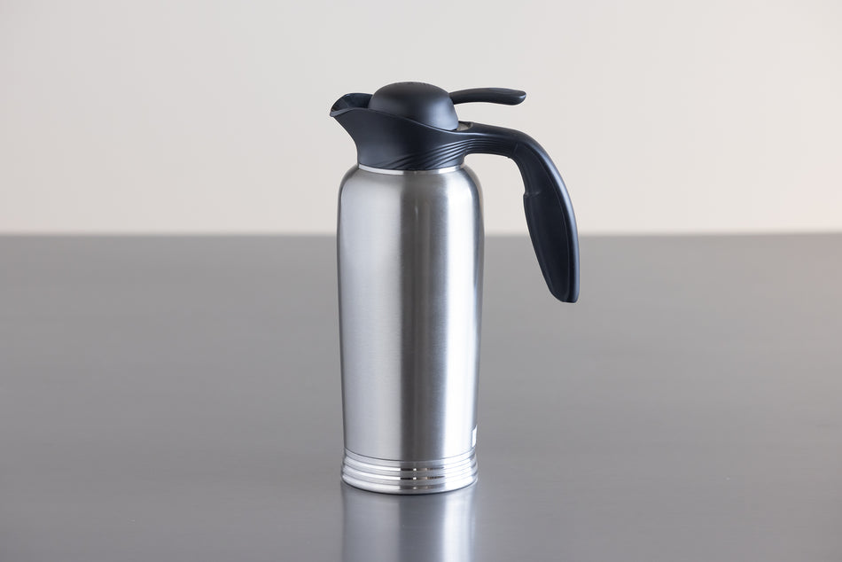 ErgoServ® 1-Liter Stainless Vacuum Insulated Creamer with Push Button Lid in Brushed Stainless and Black